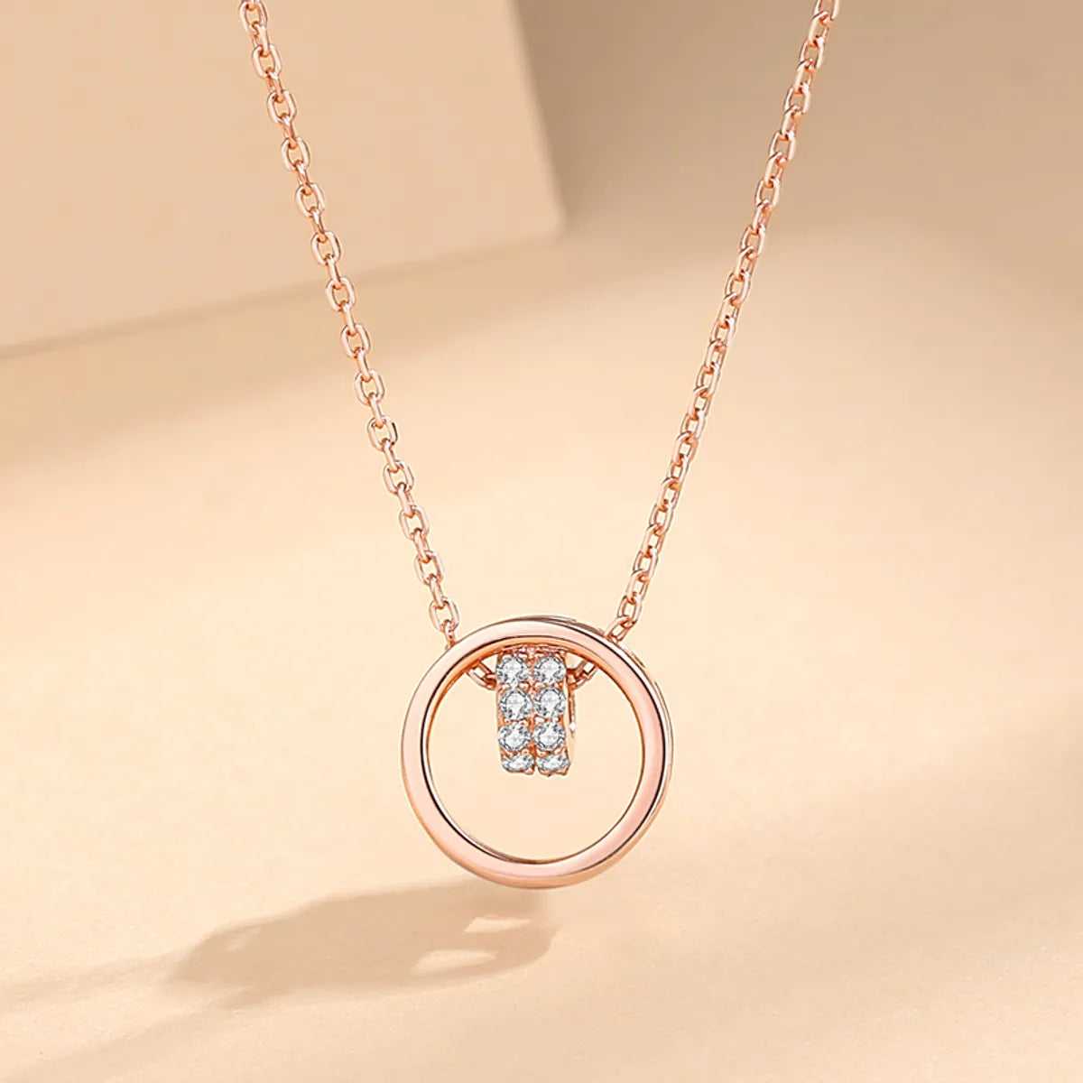 Women’s artistic necklaces-Simple Style Geometric Sterling Silver Plating Inlay Zircon Pendant Necklace