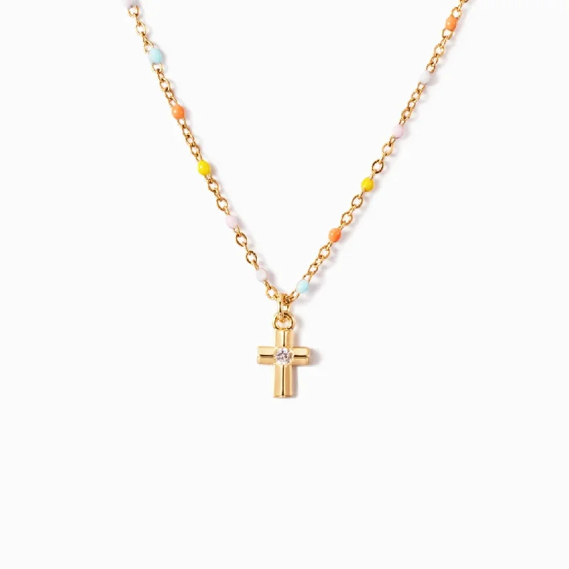 Women’s romantic necklaces-Sterling Silver Simple Style Cross Plating Inlay Zircon Pendant Necklace