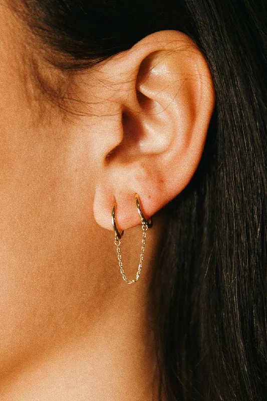 Women’s sparkly earrings-14k Yellow Gold 2 Chainz Huggies