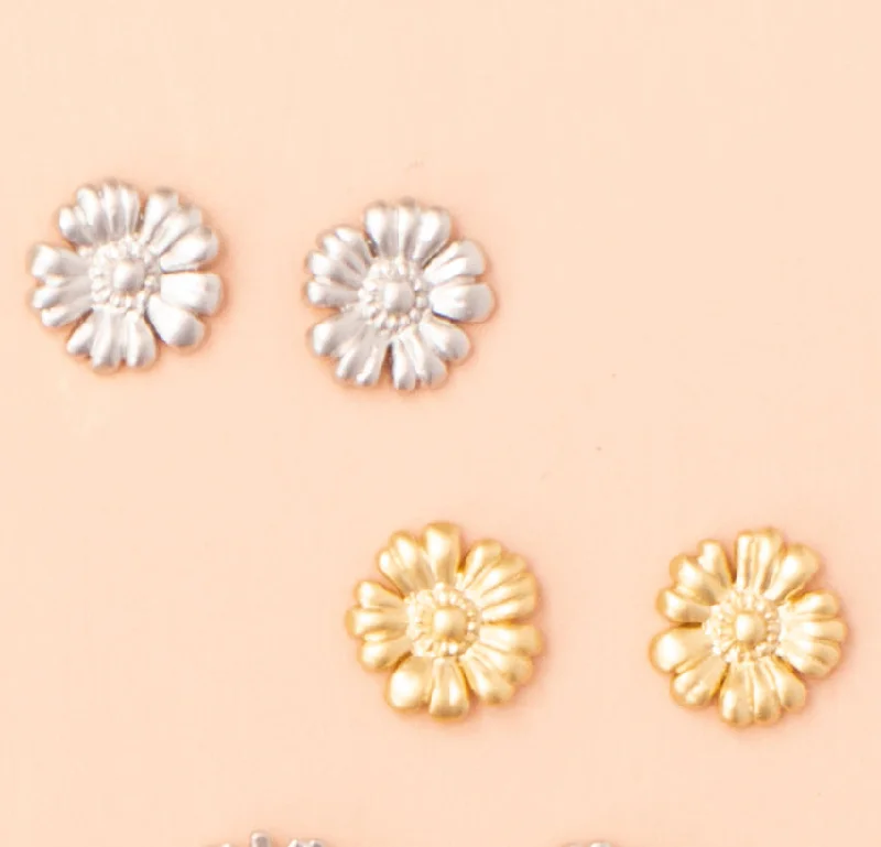 Women’s diamond stud earrings-Daisy Post Earrings