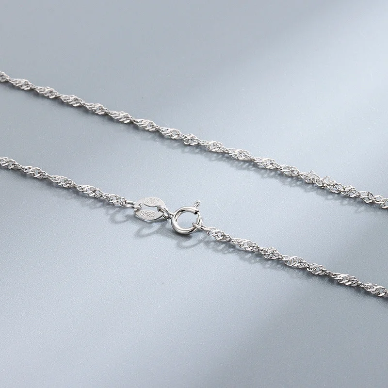 White Gold Plated Water Wave Chain 45cm