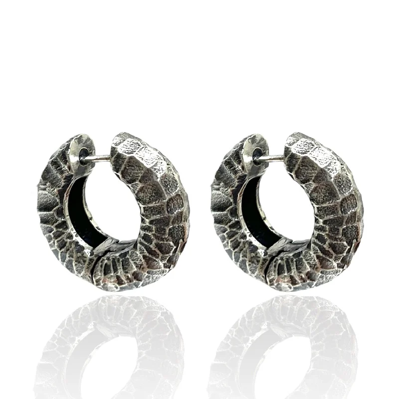 Women’s gemstone drop earrings-VINTAGE SILVER LARGO TUBE HOOPS 1"