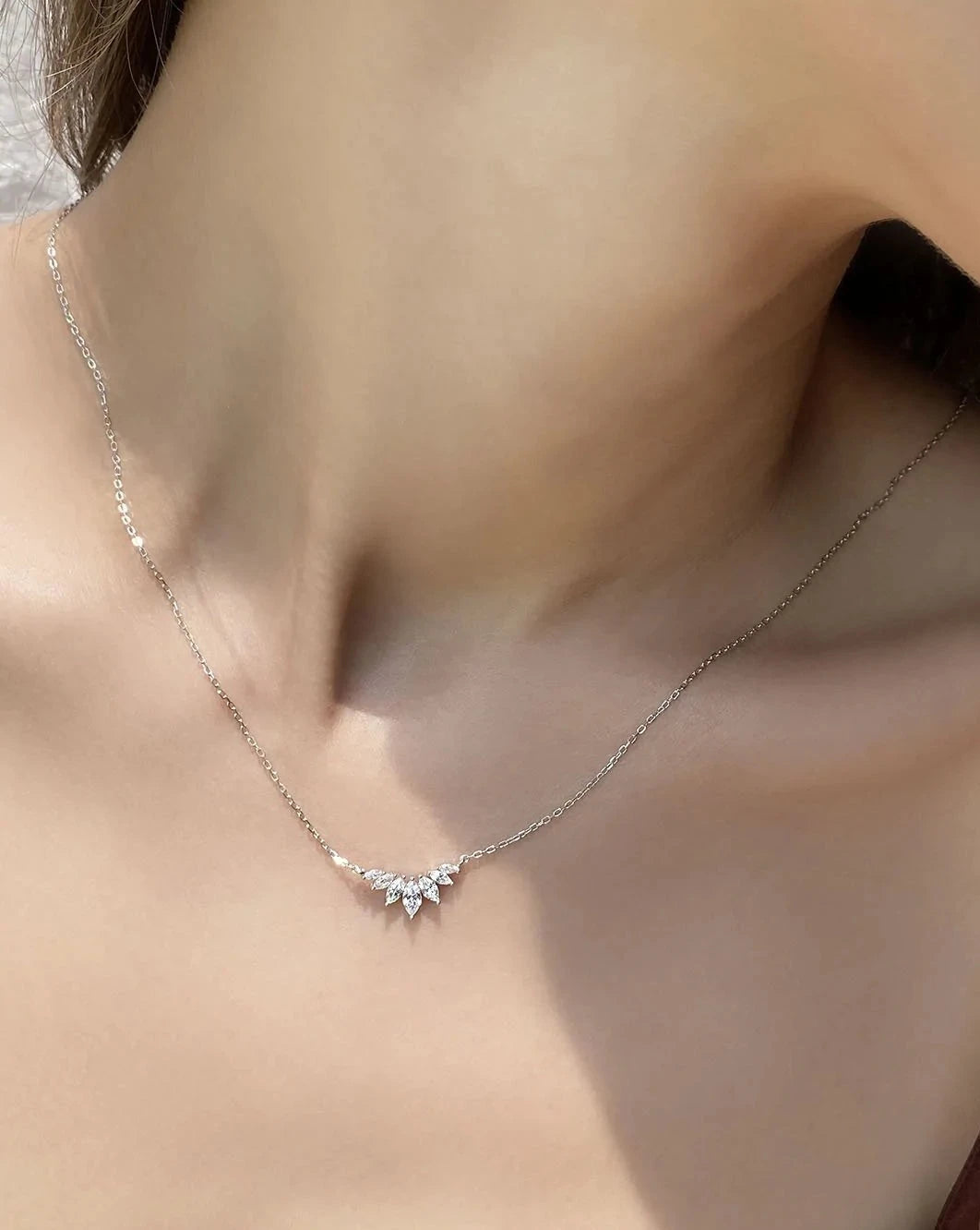 Women’s heart pendant necklaces-Marquise Silver Necklace