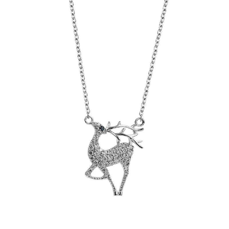 Women’s gold necklaces-Fashion Elk Sterling Silver Plating Zircon Pendant Necklace 1 Piece