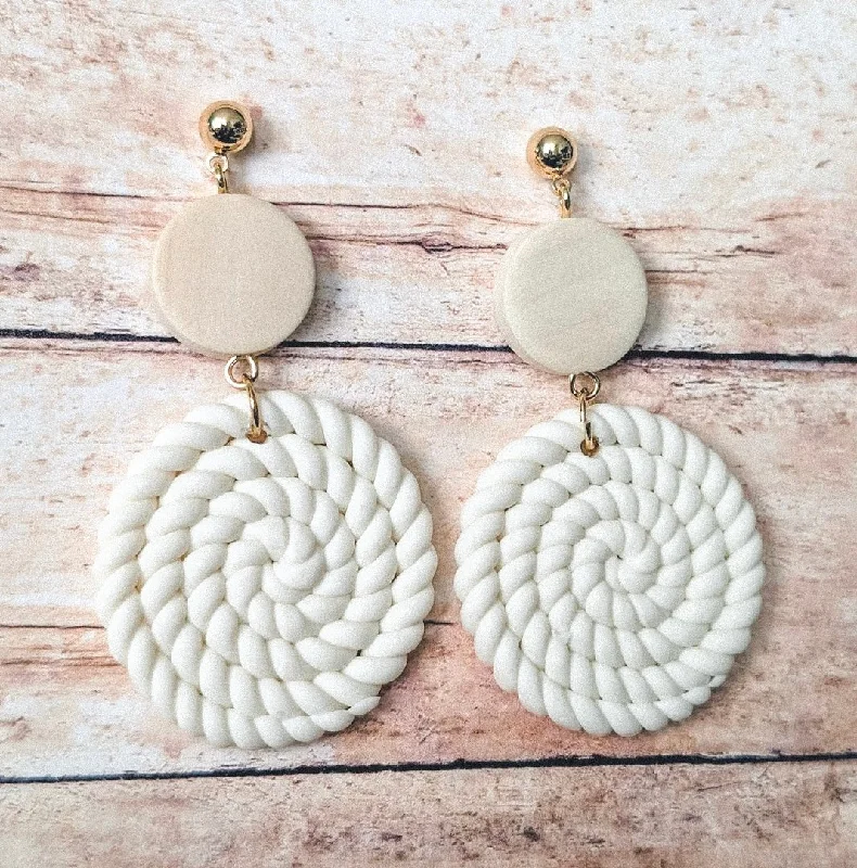 Women’s rose gold earrings-Beautiful Cream Clay Earrings