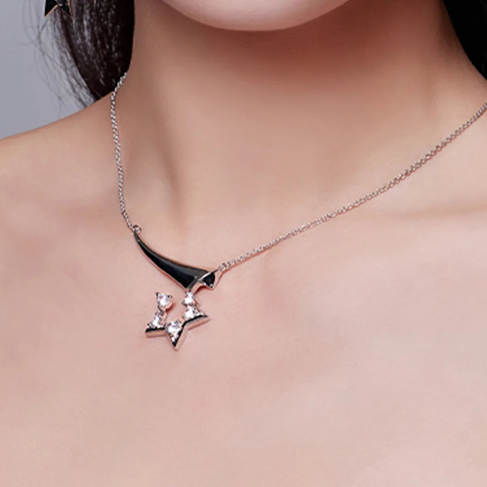 Women’s eco-friendly necklaces-Copper White Gold Plated Plating Inlay Star Zircon Pendant Necklace