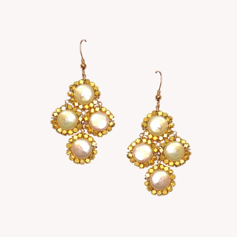 Women’s teardrop earrings-Addison Earring Pearl/Gold