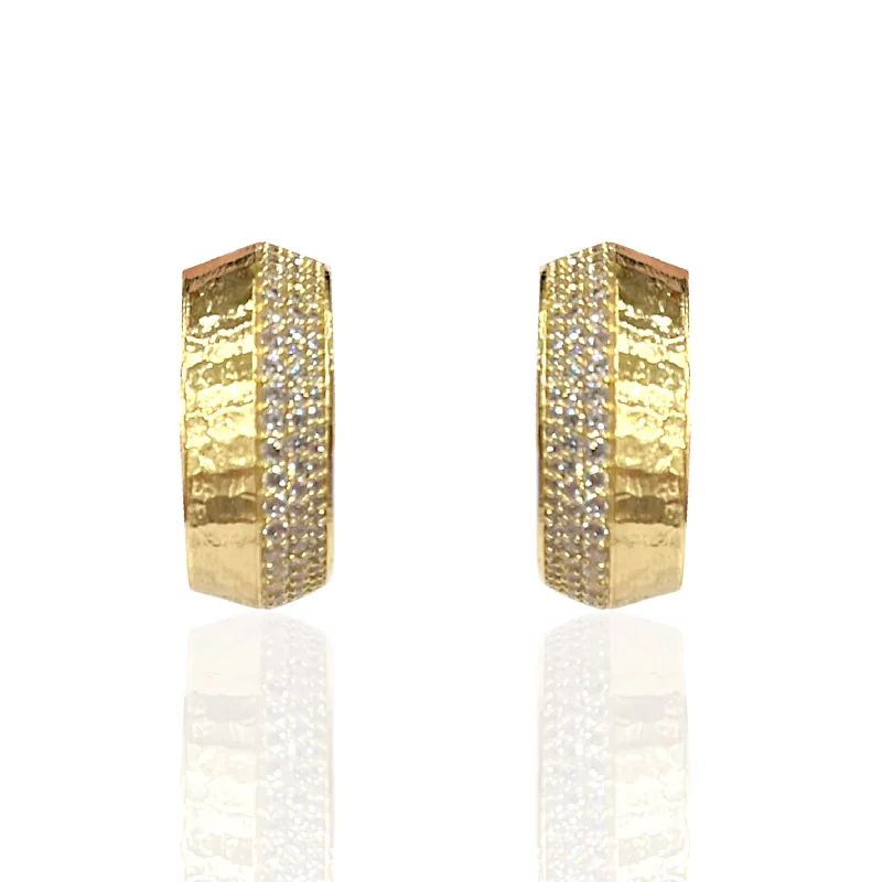 Women’s wedding earrings-GOLD PAVE NOMA HOOPS