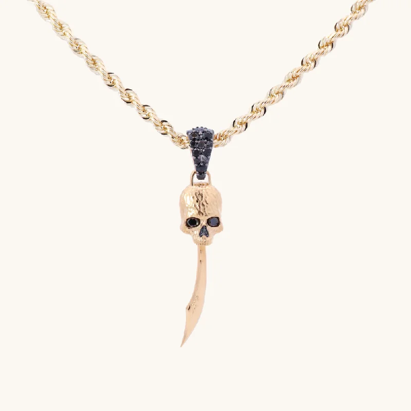 Women’s minimalist necklaces-Men's Black Diamond Skull Sword Necklace