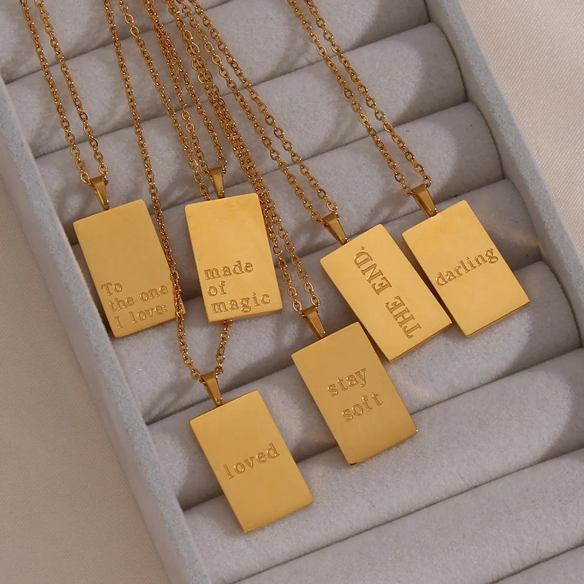 Women’s butterfly necklaces-Retro Letter Square Stainless Steel Plating Gold Plated Necklace