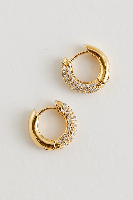 Women’s simple stud earrings-Alicia Gold Rhinestone Mini Hoop Earrings