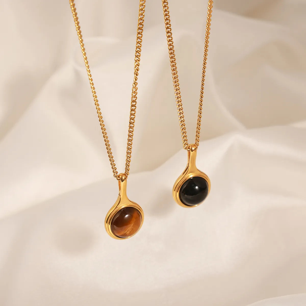 Women’s sapphire necklaces-Casual Simple Style Geometric Titanium Steel Plating Agate 18k Gold Plated Pendant Necklace