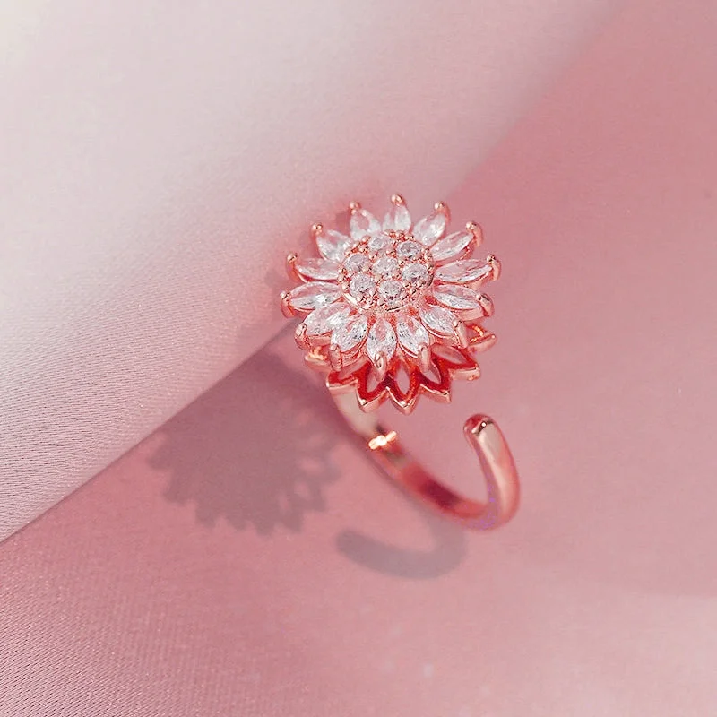 Rose Gold SUNFLOWER Spinning Ring