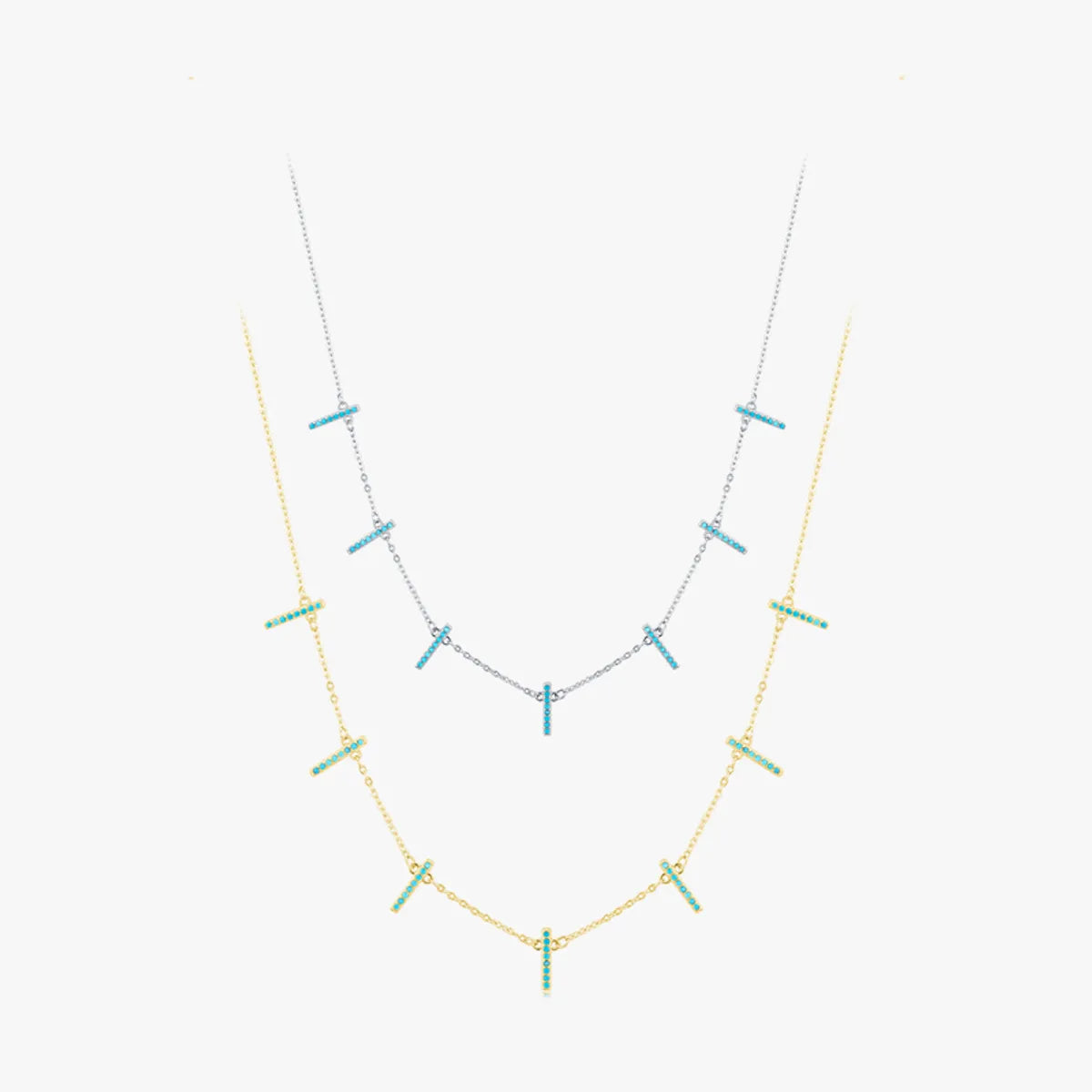 Women’s personalized necklaces-Bohemian Rectangle Sterling Silver Plating Inlay Turquoise 14k Gold Plated Rhodium Plated Choker