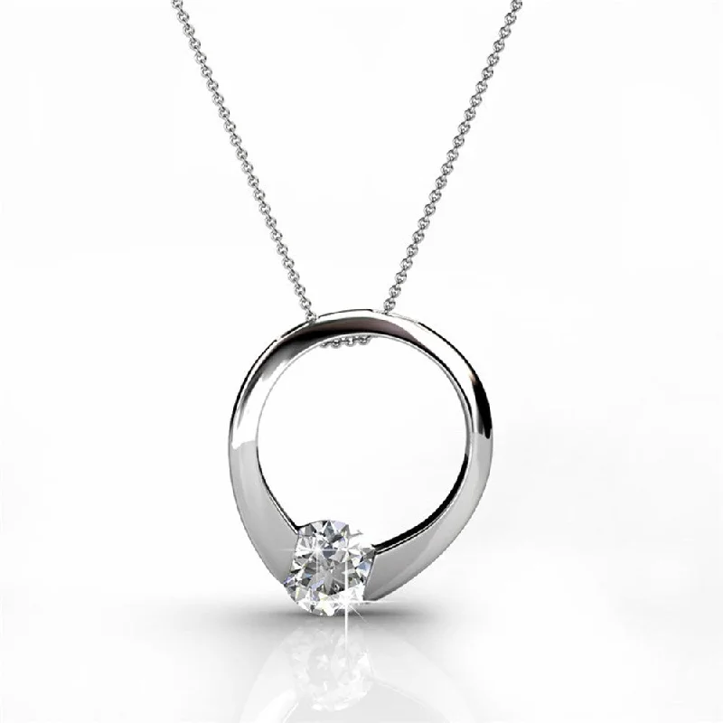 Women’s chic necklaces-Dahlia 18k White Gold Plated Necklace with Simulated Diamond Crystal