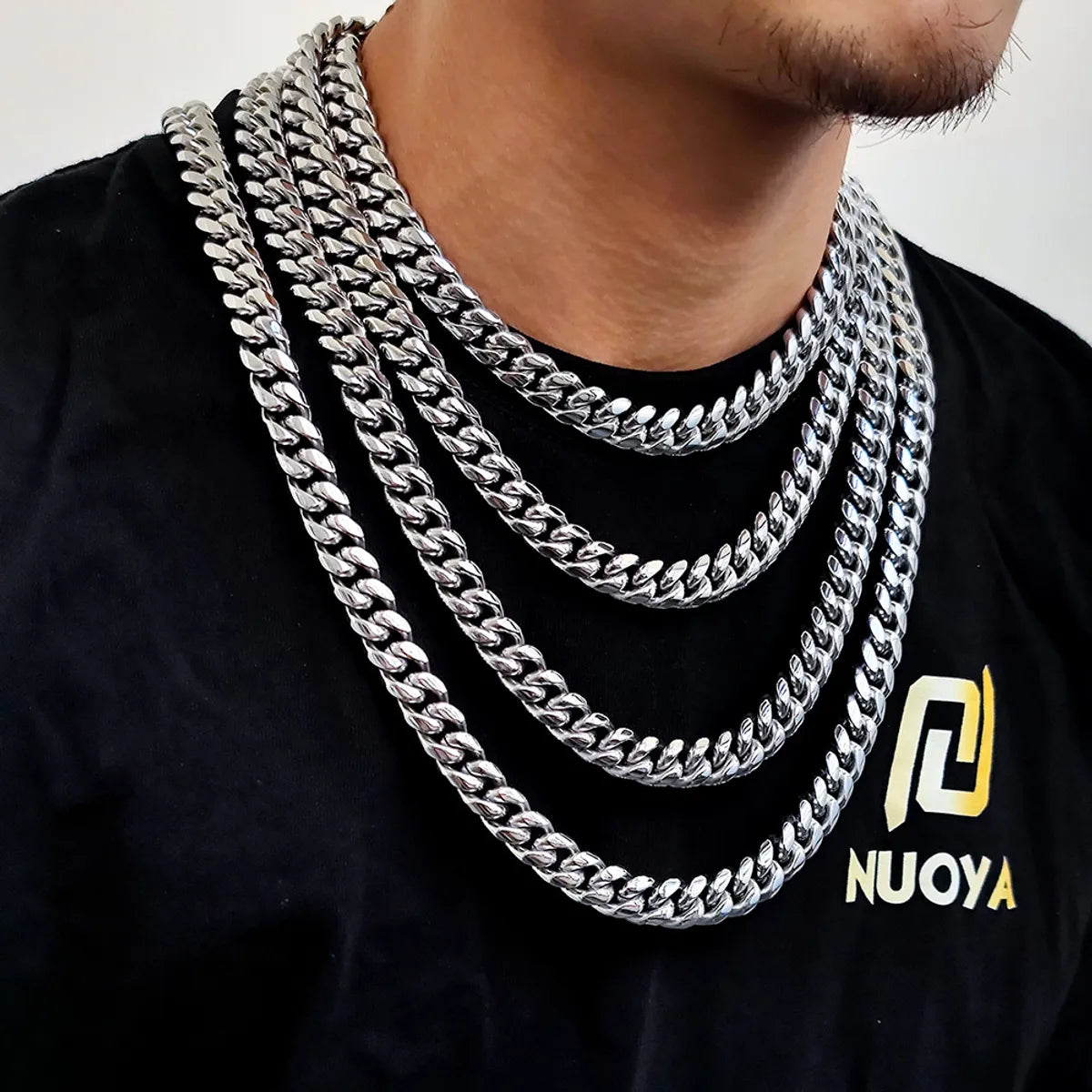 Women’s collar necklaces-Hip-Hop Geometric Stainless Steel Plating Chain 18k Gold Plated Men'S Necklace