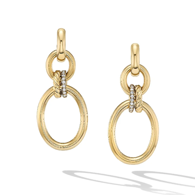 Women’s oval earrings-DY Mercer™ Circular Drop Earrings in 18K Yellow Gold with Diamonds\, 50mm