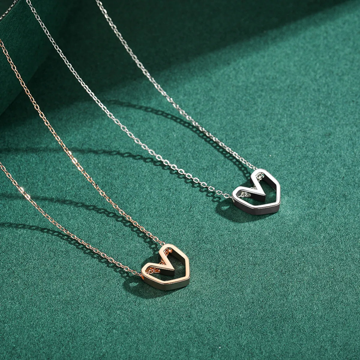 Women’s birthstone pendant necklaces-Ins Style Simple Style Heart Shape Sterling Silver Plating Hollow Out Rose Gold Plated Rhodium Plated Necklace