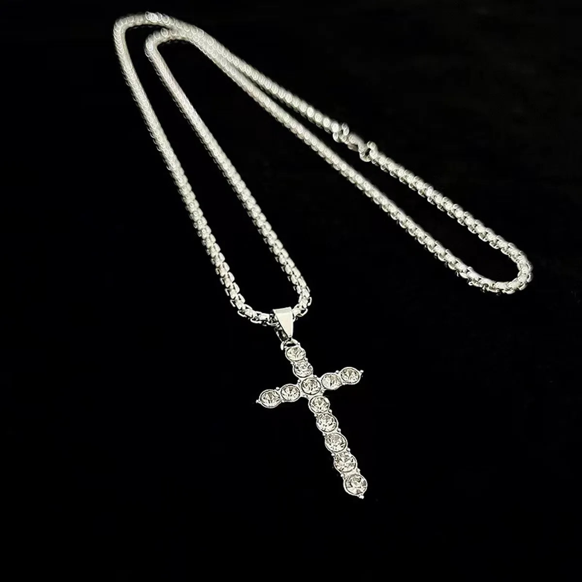 Diamond Cross-Titanium Steel Necklace 60cm