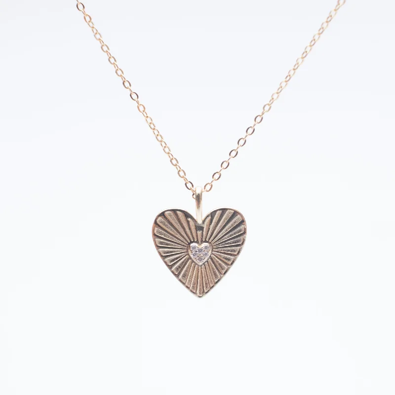 Women’s layered necklaces-Gold Vermeil Sunbeam Heart Necklace