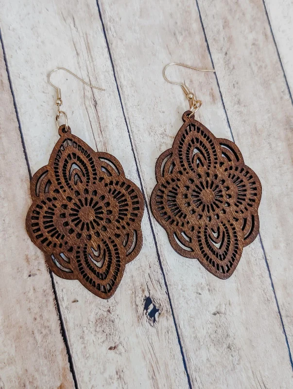 Women’s gold dangle earrings-Beautiful Brown Wood Earrings