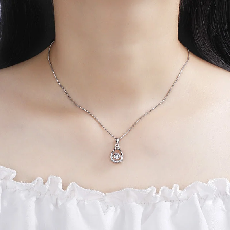 Women’s bridal necklaces-Sterling Silver Classic Style Hexagram Inlay Zircon Pendant Necklace