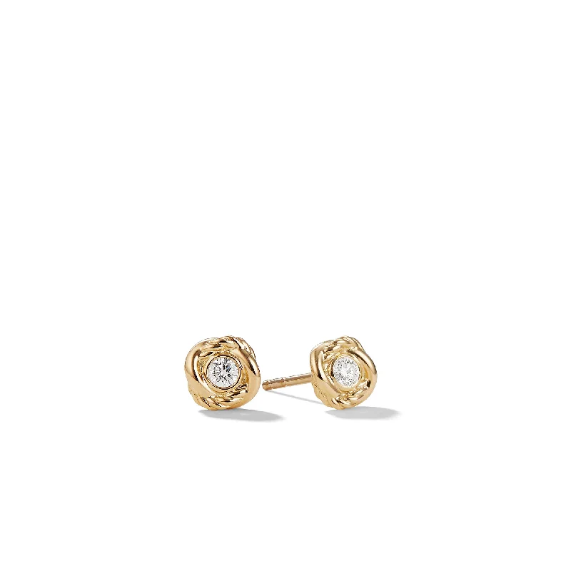 Women’s colorful gemstone earrings-Infinity Stud Earrings in 18K Yellow Gold with Diamonds\, 6.8mm