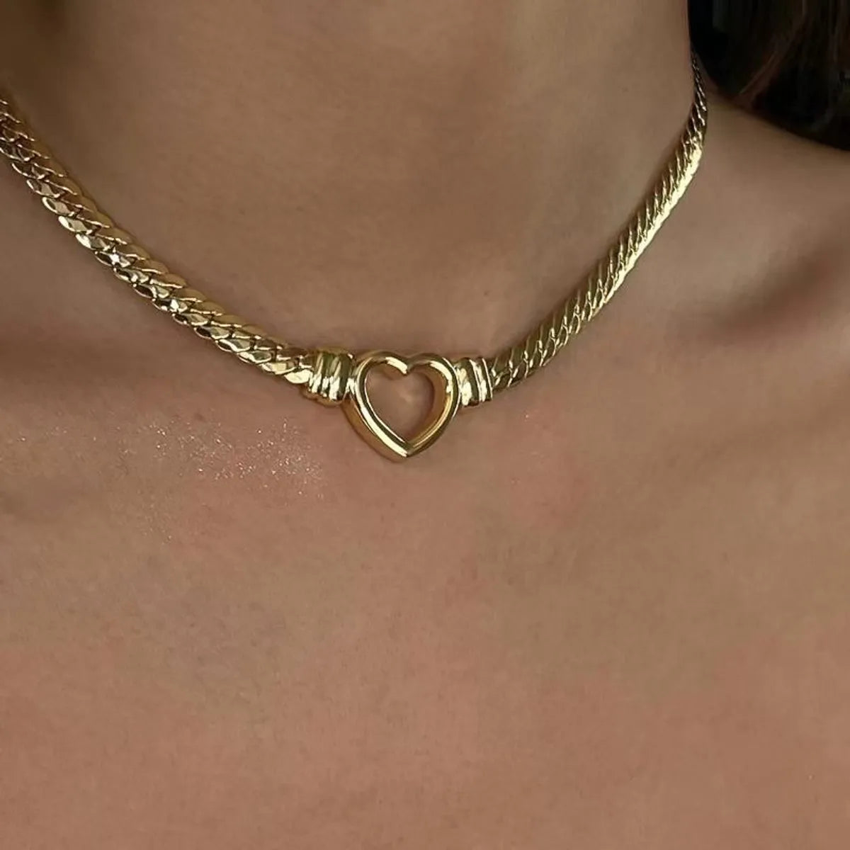 Women’s layered gold necklaces-1 Piece Streetwear Heart Shape Stainless Steel Plating Necklace