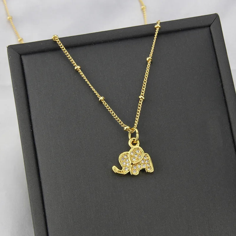 Women’s black diamond necklaces-Copper 18K Gold Plated Gold Plated Cartoon Style Plating Animal Necklace