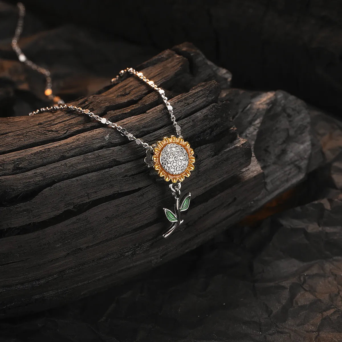 Women’s layered necklaces-Casual Flower Sterling Silver Plating Inlay Zircon White Gold Plated Pendant Necklace