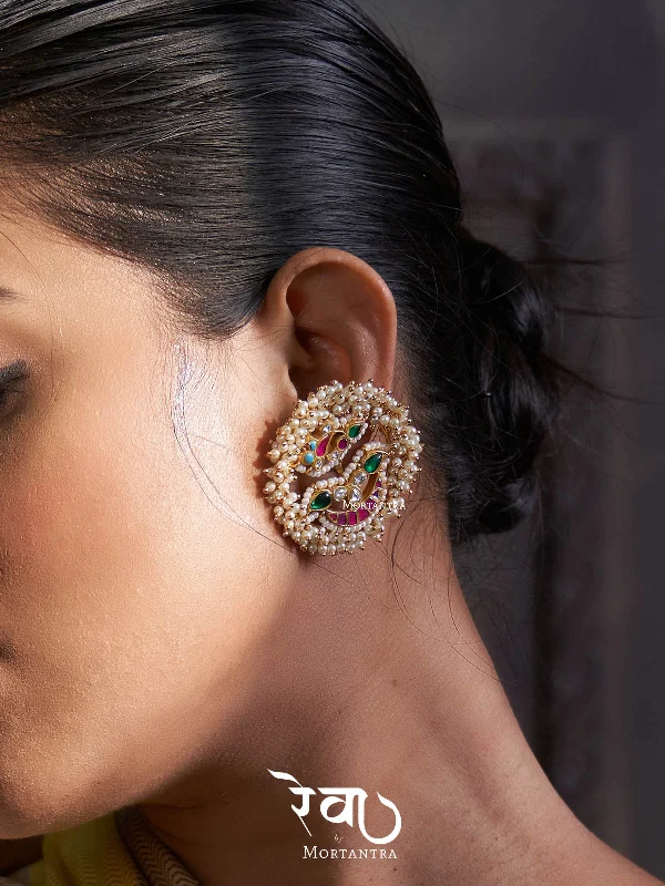 Women’s glamorous drop earrings-Multicolor Gold Plated Jadau Kundan Earrings - ME969M