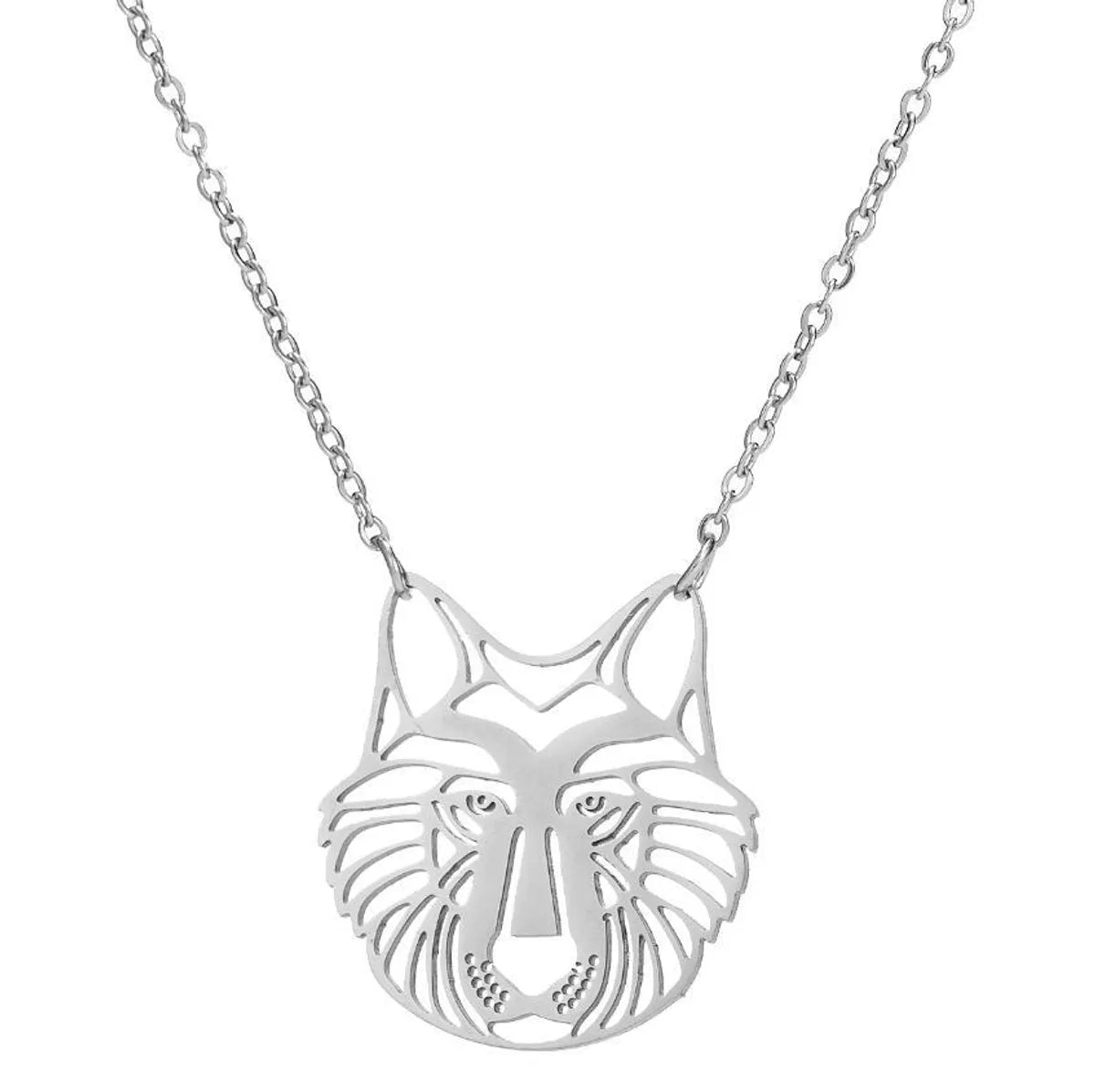 Wolf Necklace Steel Color