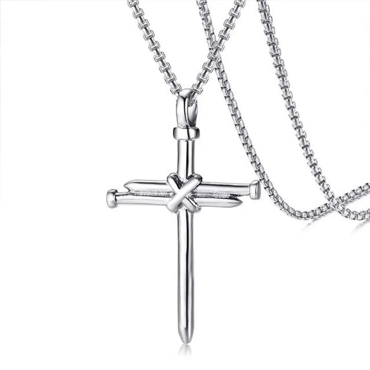 Women’s minimalist gold necklaces-Punk Cross Stainless Steel Men'S Pendant Necklace