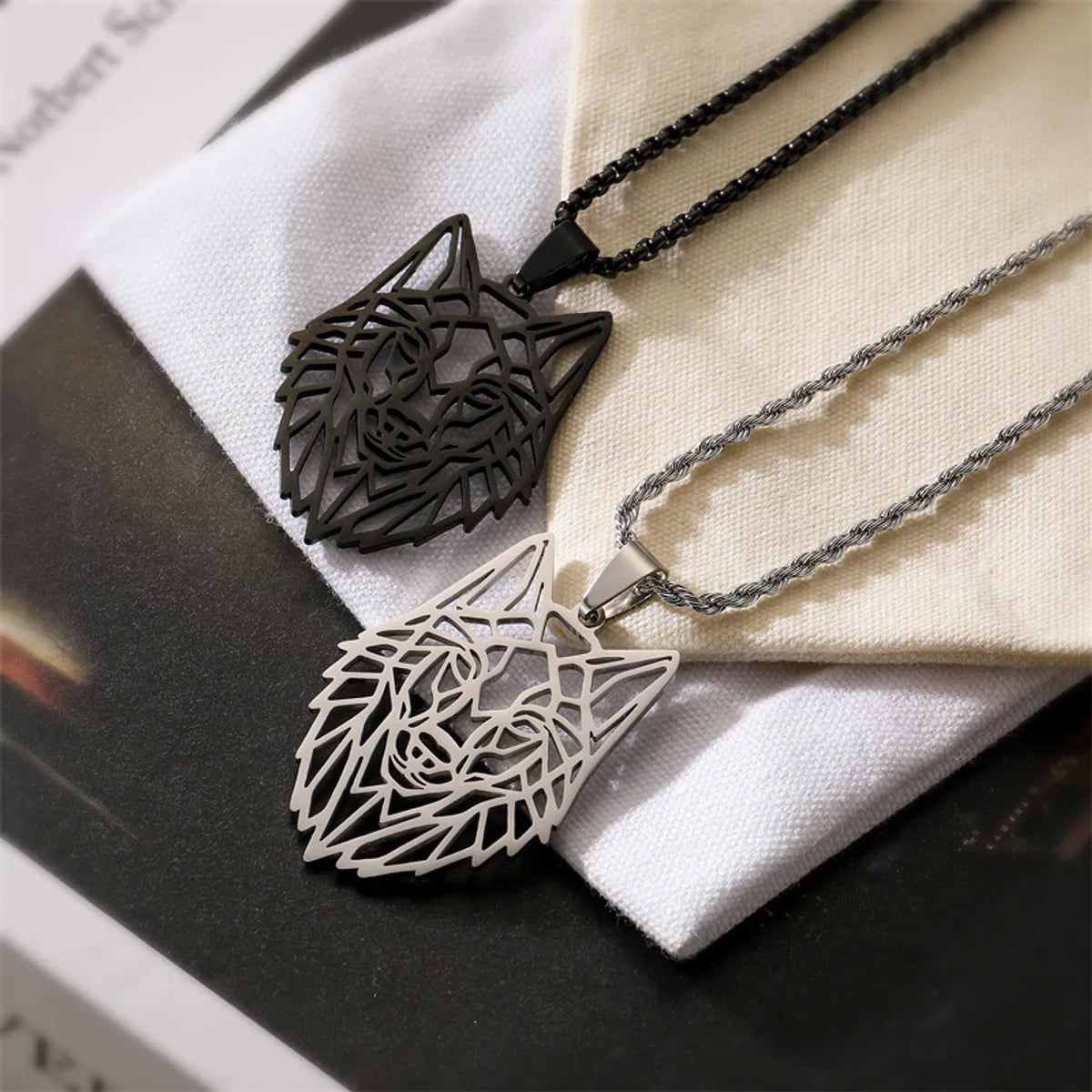 Women’s amethyst necklaces-Punk Wolf Stainless Steel Plating Hollow Out Unisex Pendant Necklace