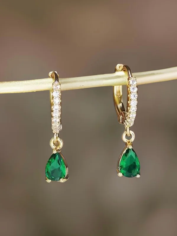 Women’s multi-strand earrings-Beautiful Emerald Green Huggie Earrings