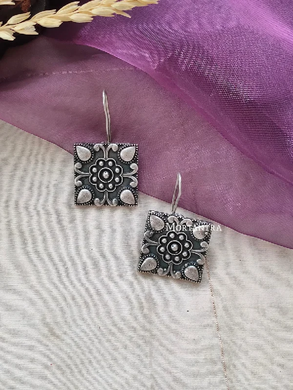 Women’s infinity stud earrings-Grey Color Tribal Earrings - EK-SFEAR178