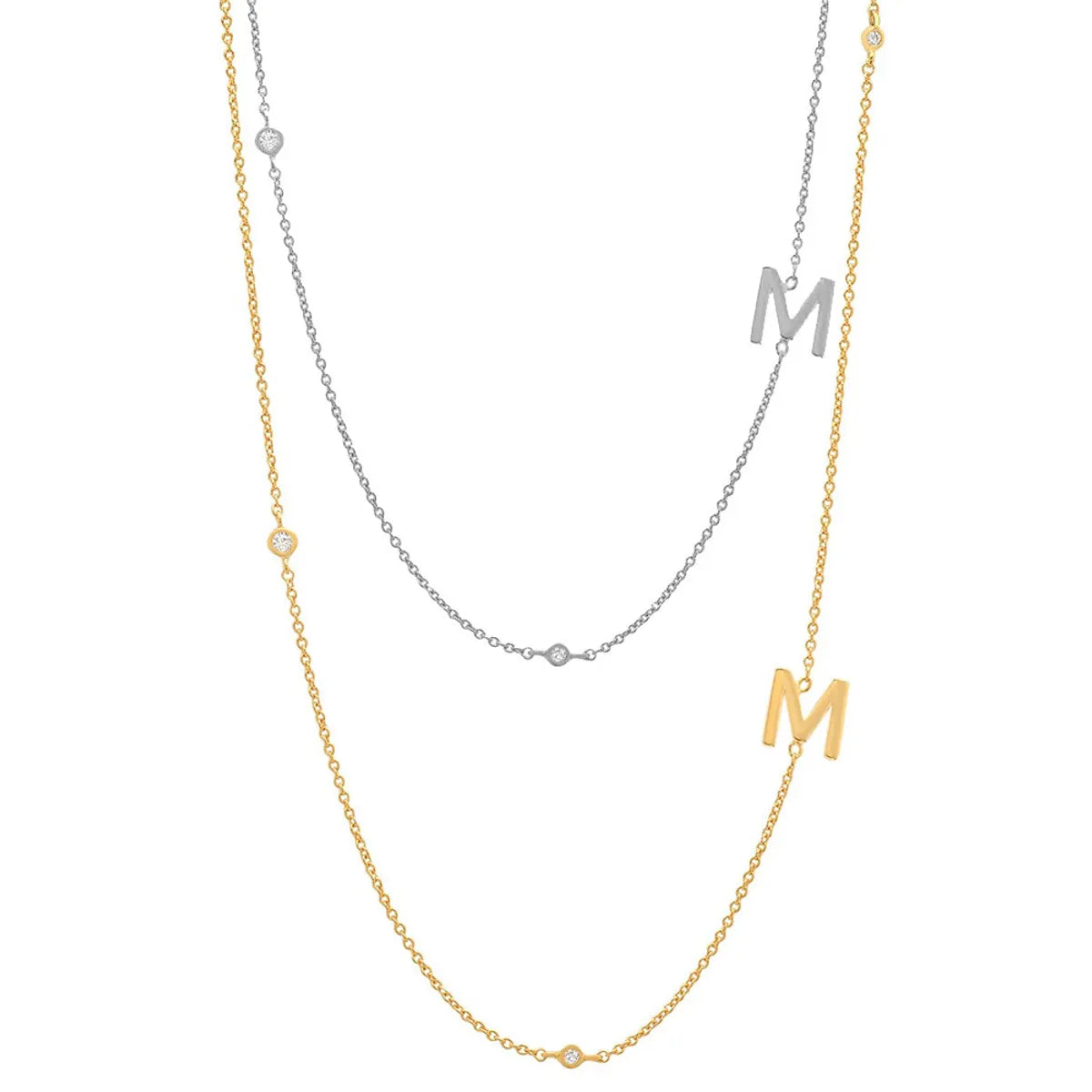 Women’s cubic zirconia necklaces-Simple Style Letter Sterling Silver 18k Gold Plated Necklace