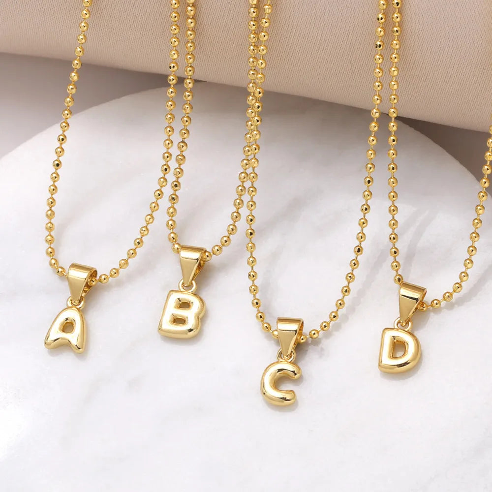 Women’s chain necklaces-Copper 18K Gold Plated Modern Style Simple Style Plating Letter Pendant Necklace