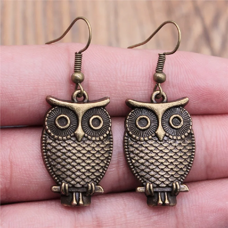 Women’s statement chandelier earrings-Vintage Owl Earrings