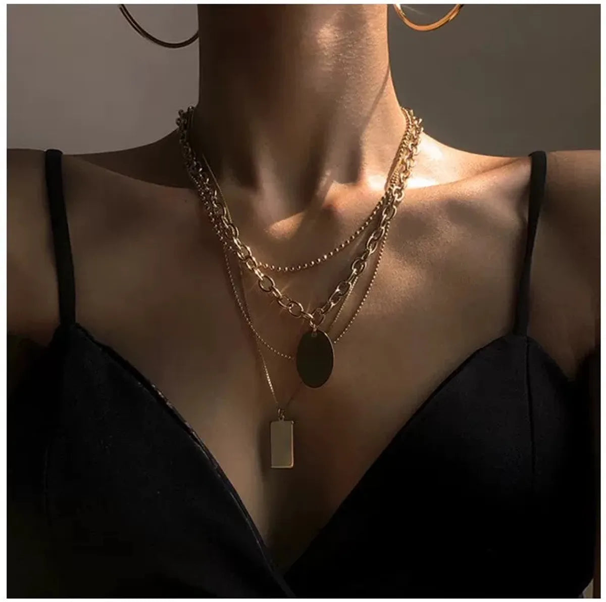 Women’s minimalist necklaces-Titanium Steel Multi-layered Necklace