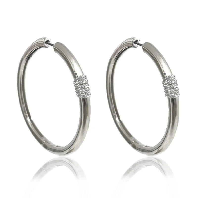 Women’s dainty stud earrings-SILVER BOTERE TUBE HOOPS 2"