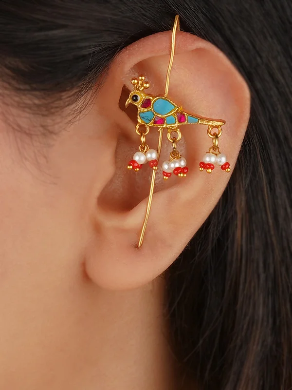 Women’s drop earrings with gemstones-Multicolor Gold Plated Earrings - TR-EAR144FP