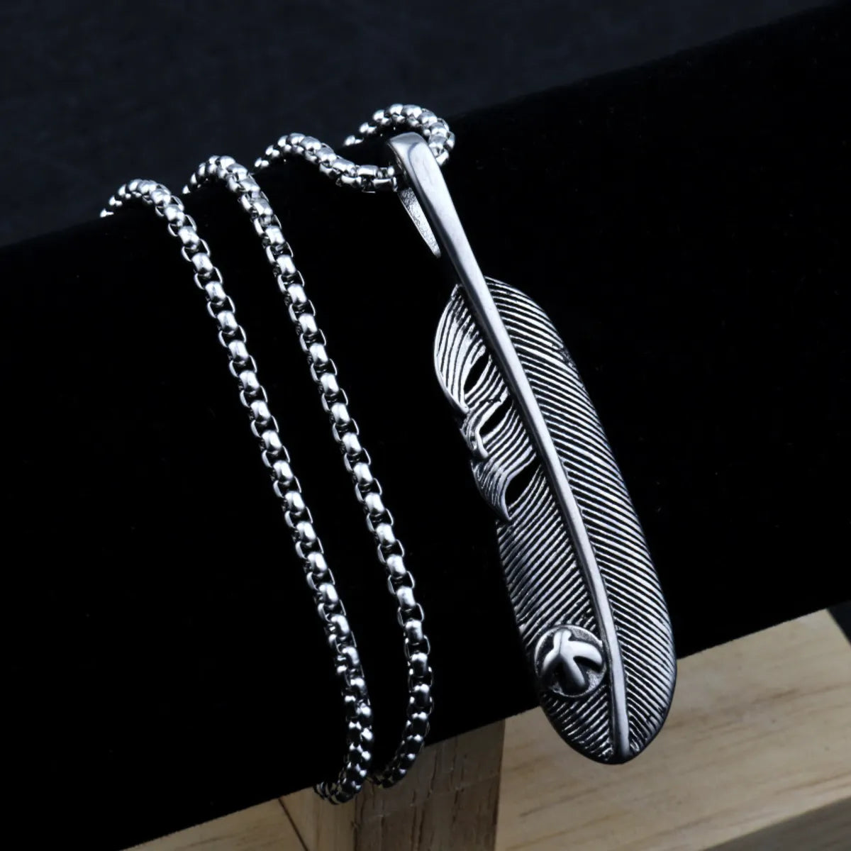 Feather Skull Titanium Steel Necklace