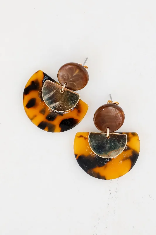 Women’s silver dangle earrings-Mara Tortoise Acrylic Drop Earrings