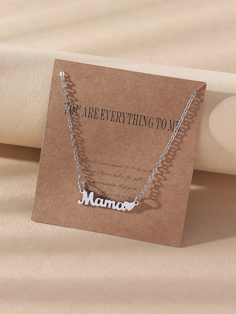 Women’s engraved gold necklaces-Fashion Mama Letter Stainless Steel Plating Necklace