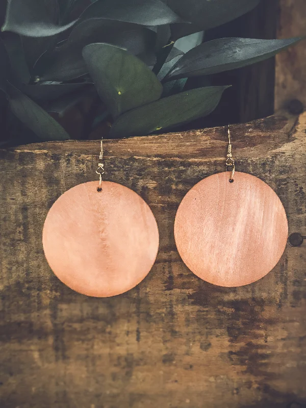 Women’s vintage earrings-Beautiful Wood Circle Earrings