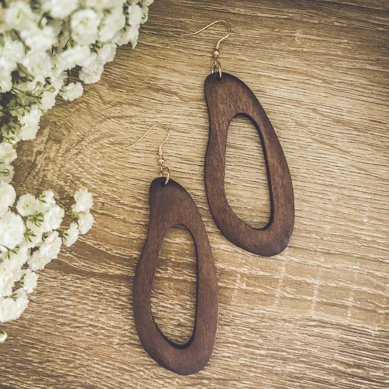 Women’s chunky earrings-Beautiful Boho Wood Drop Earrings