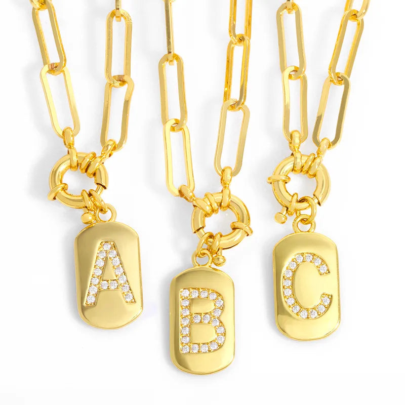 Women’s engraved gold necklaces-Hip-Hop Retro 26 Letters Pendant Chain