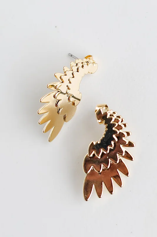 Women’s gold earrings-FINAL SALE - Jamie Gold Wing Earrings