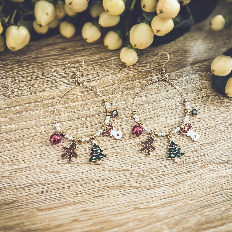 Women’s silver drop earrings-Adorable Christmas Drop Earrings